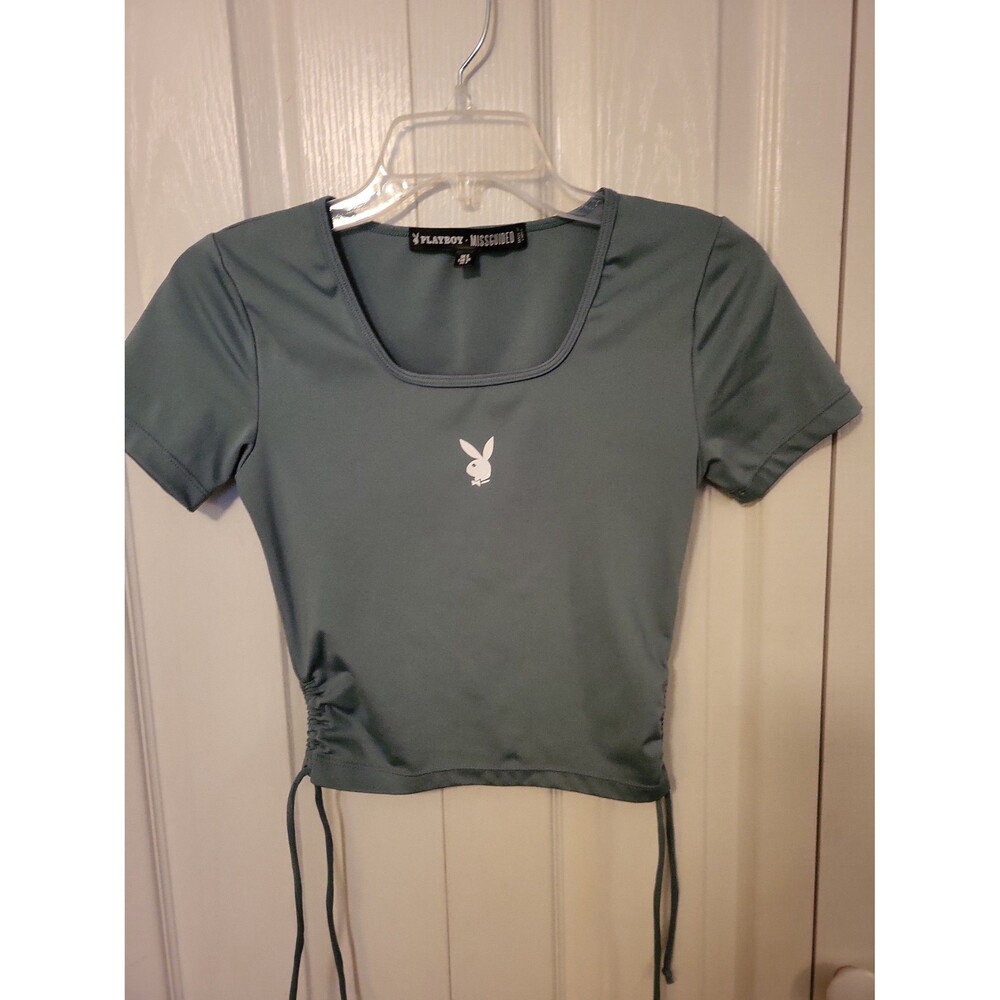 Playboy x Missguided Ruched Crop Top T-Shirt